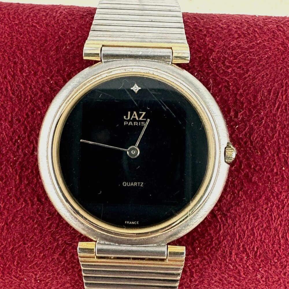 Vintage Jaz Paris French Designer Watch features a two-tone Link Bracelet